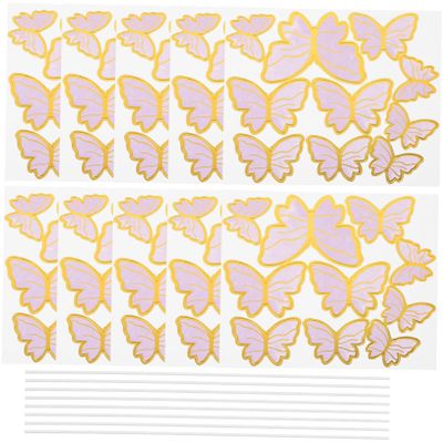 Abaodam 10-Sheet Butterfly Cake Toppers for Birthday, Wedding Cakes and Cupcakes