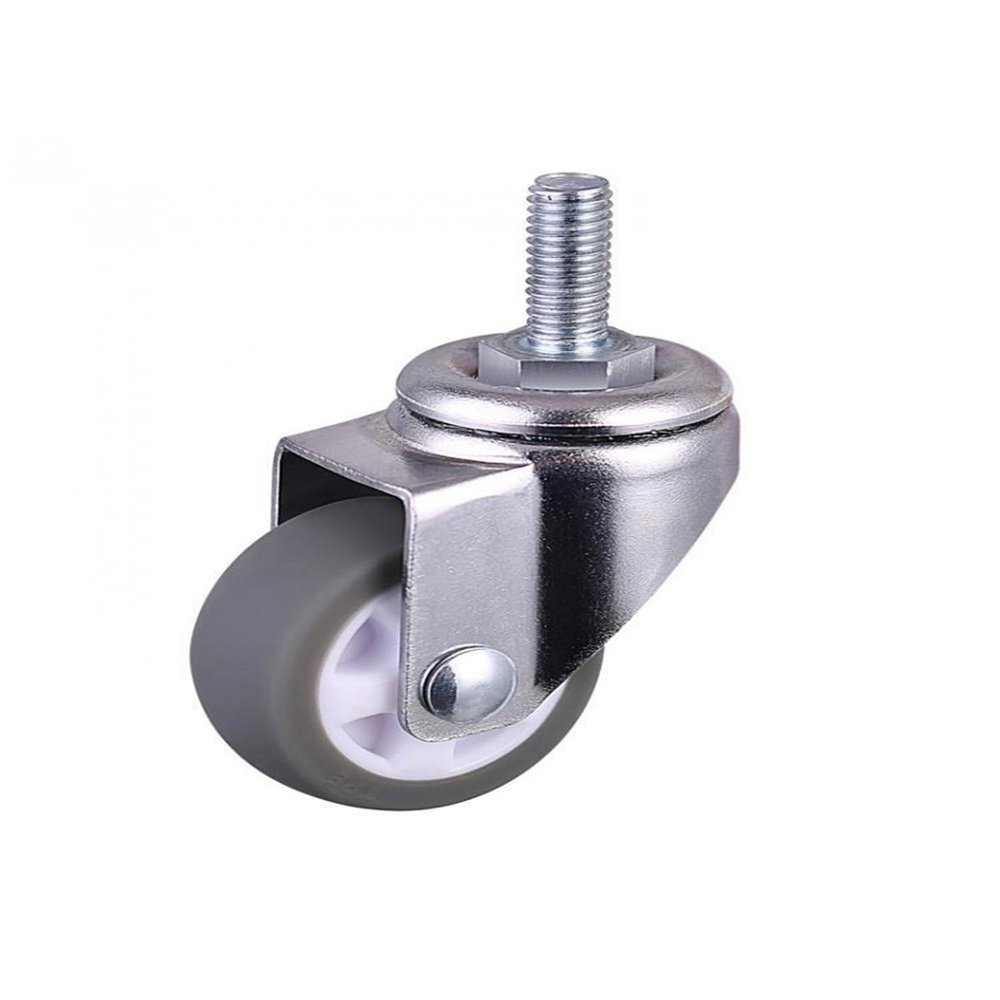 NIULI 1-Inch Gray TPE Swivel Caster Wheels, M6 Screw, 5-Pack