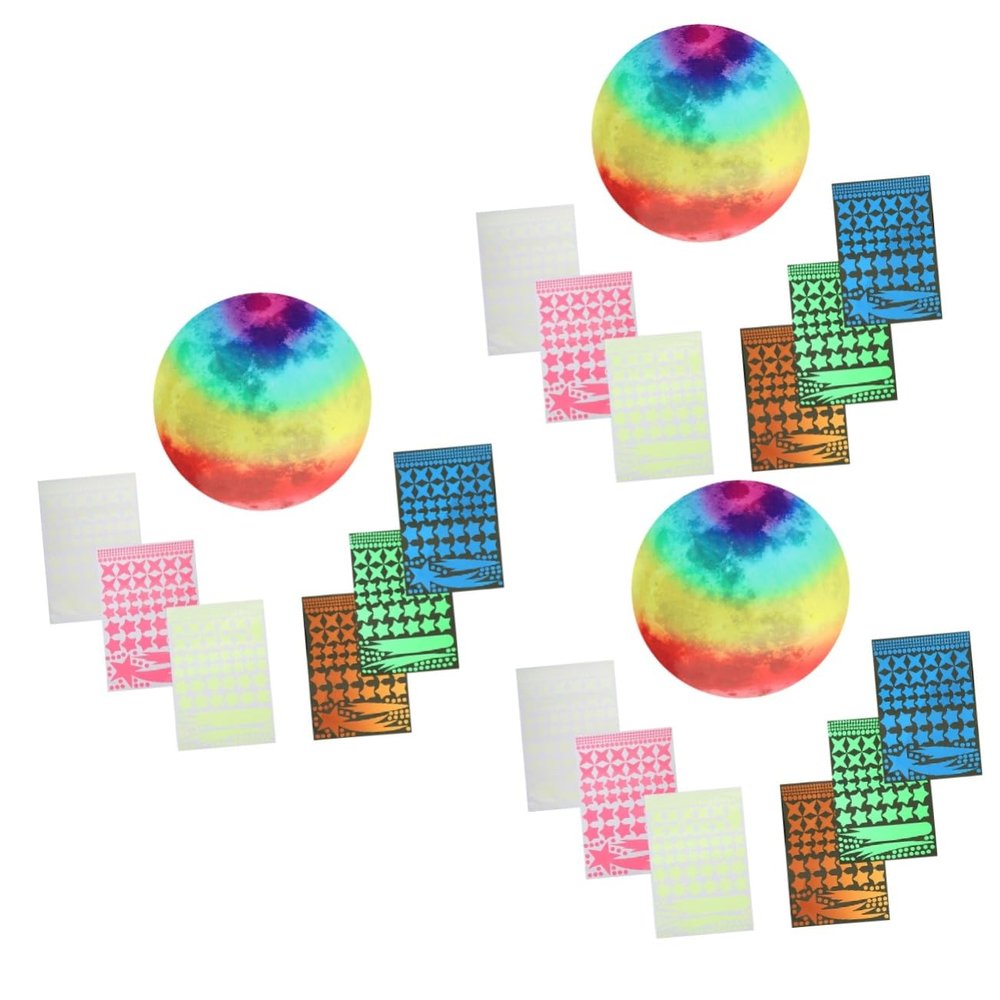 JOINPAYA 3 Sets Glow-in-the-Dark Meteor Stickers, Fluorescent Stars, Moon and Planets, 1,767-Piece PVC Wall Decor for Kids' Rooms