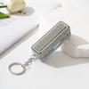 Rhinestone Lipstick Case with Keychain, White B, Medium view 3