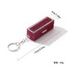 Rhinestone Lipstick Case with Keychain, White B, Medium view 4