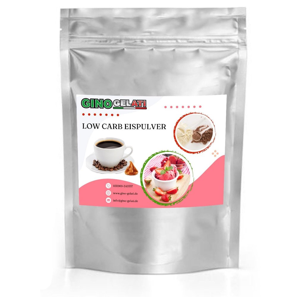 Gino Gelati Low-Carb Vegan Ice Cream Powder, Sugar- and Lactose-Free, Caramel Coffee, 100 kg