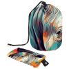 Rhino Faux-Animal Print Makeup Bag Set for Women, Foldable Drawstring Travel Toiletry Bags, 9.9 x 6.9 in / 25.2 x 17.6 cm; 6 x 3.5 in / 15.2 x 8.8 cm view 1