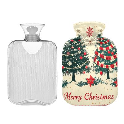Merry Christmas Trees Hot Water Bottle with Cover, 2 L, Beige