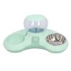 Elevated Double-Bowl Cat Feeding Set with 1.4-L Automatic Water Dispenser, Green view 1