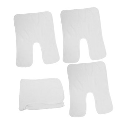 4-Pack U-Shaped White Coral Fleece Facial Towels