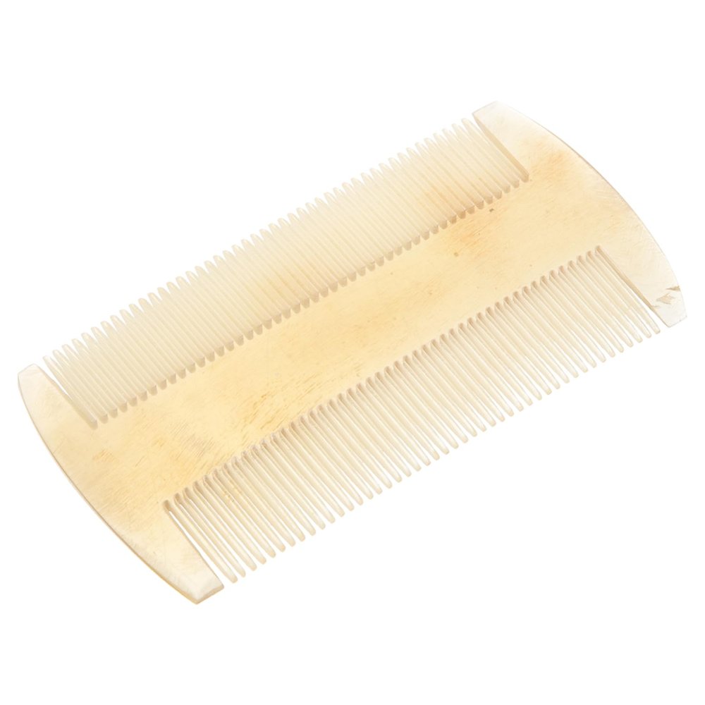 Double-Sided Beige Sheep Horn Comb for Scalp Massage