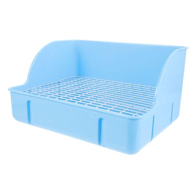 Levemolo Large Plastic Rabbit Cat Litter Box with Removable Grates and Side Fence