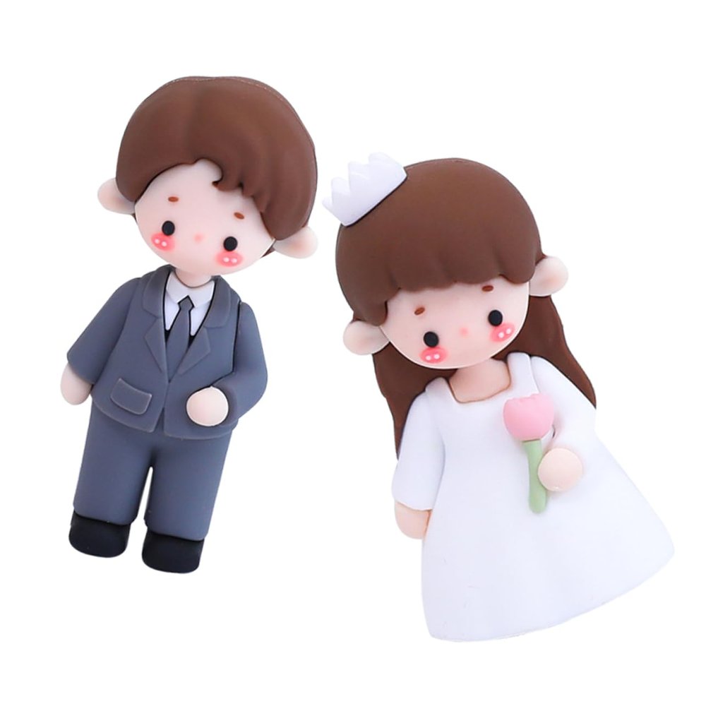 Bride and Groom Wedding Cake Toppers, Soft Adhesive Decor