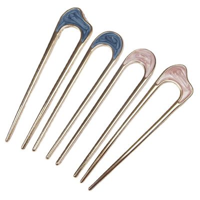 Healeved Gentle U-Shaped Alloy Hairpins, 4-Pack, for Long Hair
