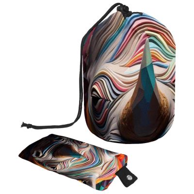 Cosmetic Bag Set, Bucket-Style Travel Makeup Bags, Large Capacity, Soft, Waterproof, Portable, Drawstring, Rhinoceros Pattern, 2-Piece