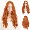 HESHUWEN Long Wavy Orange Wig for Women view 2