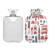 Hot Water Bottle with Cover, London Bus & Big Ben, 2 L view 2