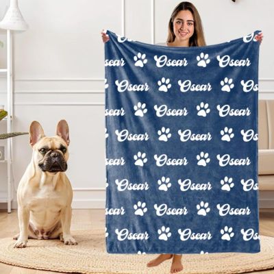 Zhongzhi Personalized Blanket for Dogs, Custom Puppy Name Blanket, Cat Plush Blanket, Dog Name Blanket, Gift for Dog Lovers, 180 x 200 cm