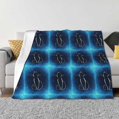 Cat Sketch Throw Blanket for Couch and Bed