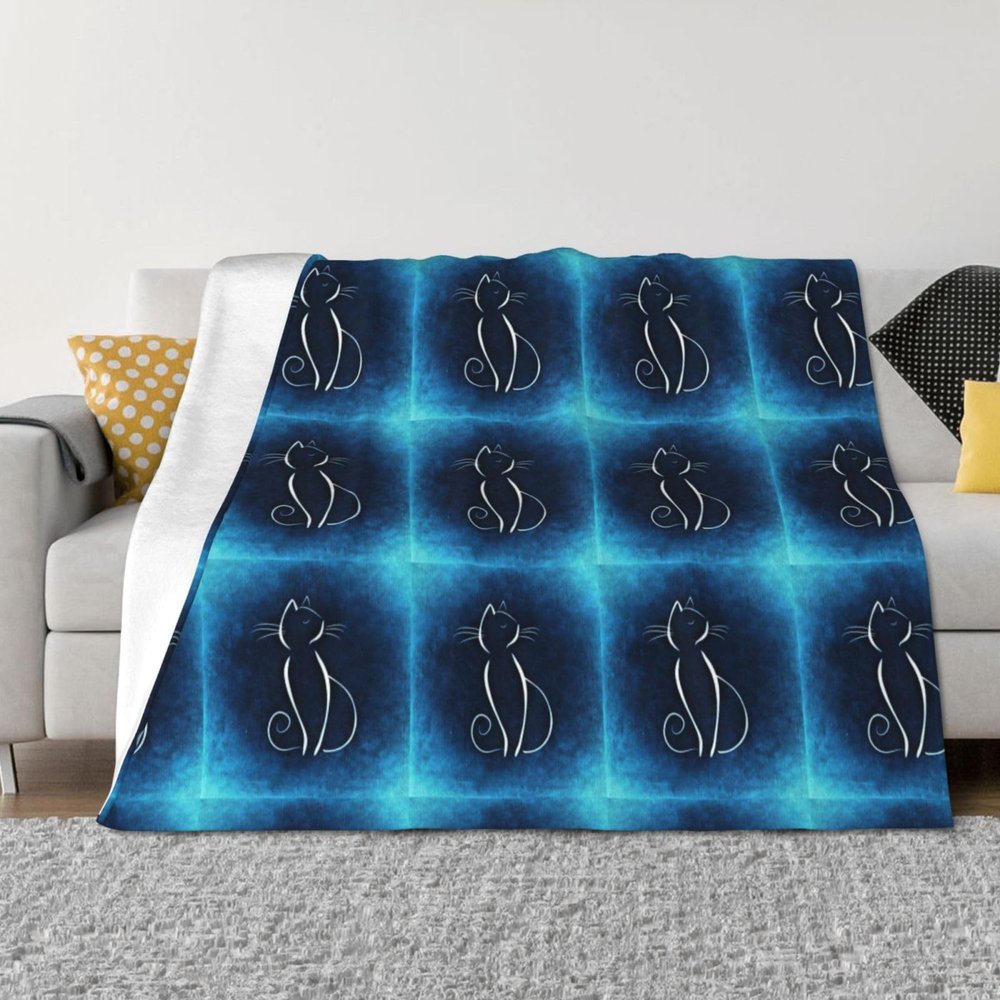 Cat Sketch Throw Blanket for Couch and Bed