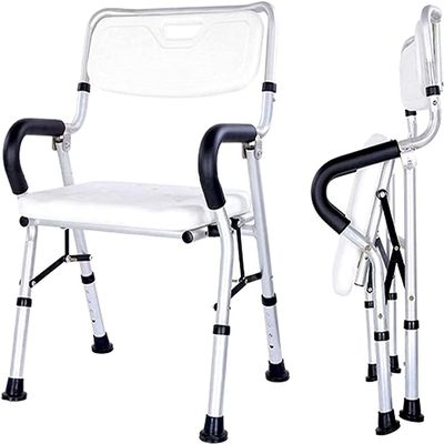 Wall-Mounted Folding Shower Seat with Backrest