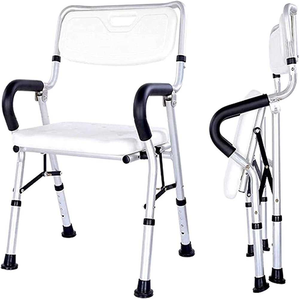 Wall-Mounted Folding Shower Seat with Backrest