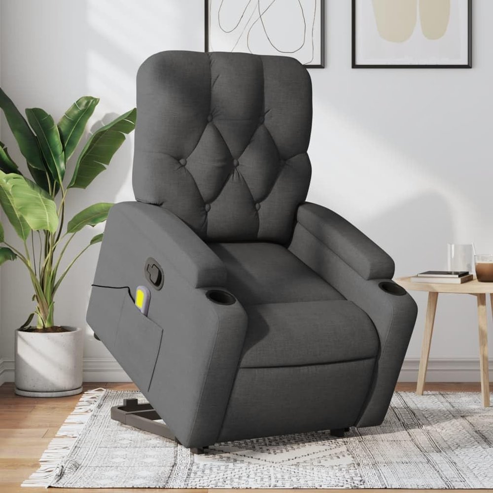 Homgoday Massage Recliner with Reclining Function, Dark Gray Fabric, Model 3204723