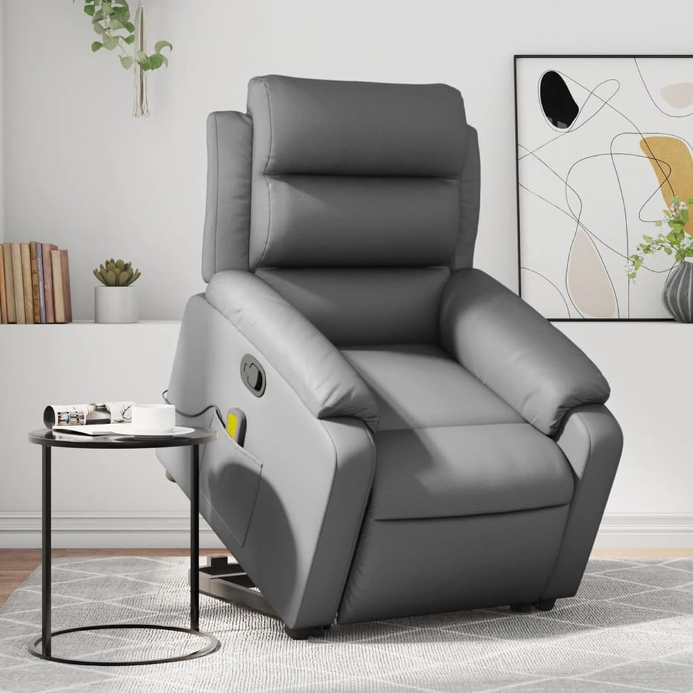 Homgoday Massage Recliner with Backrest, Gray Faux Leather, Model 3205052