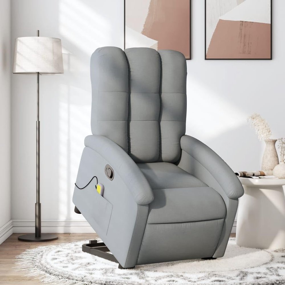 Homgoday Reclining Massage Lift Chair, Light Gray Fabric, Model 3204104