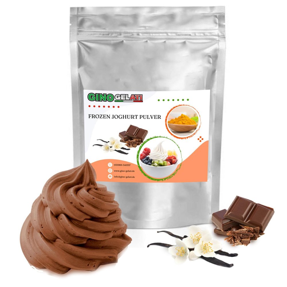 Gino Gelati Frozen Yogurt Powder, Vanilla Chocolate, Easy Preparation with or without an Ice Cream Maker, Made in Germany, Vegan (333 g)