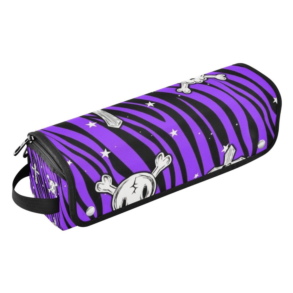 Amooorous 2-in-1 Hair Tool Organizer with Heat Mat, Carrying Case, Waterproof Storage, Y2K Purple Leopard Skull