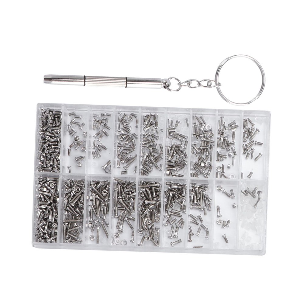 Eyeglass Repair Screw Set, 1,000-Piece Stainless Steel, Silver