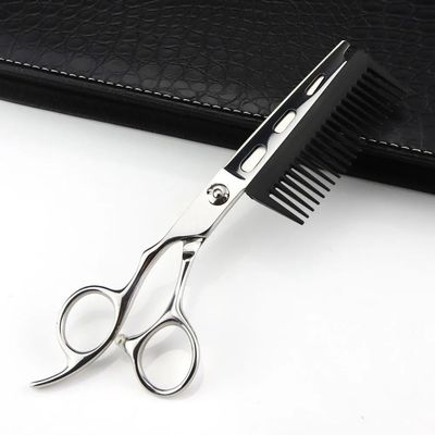 SnamicE 6-Inch Professional JP440C Left-Handed Hair Cutting Scissors with Comb, Silver, 2-in-1