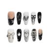Sun&Beam Handmade Press-On Nails, Medium Ballerina, Black and White (#178 L) view 1