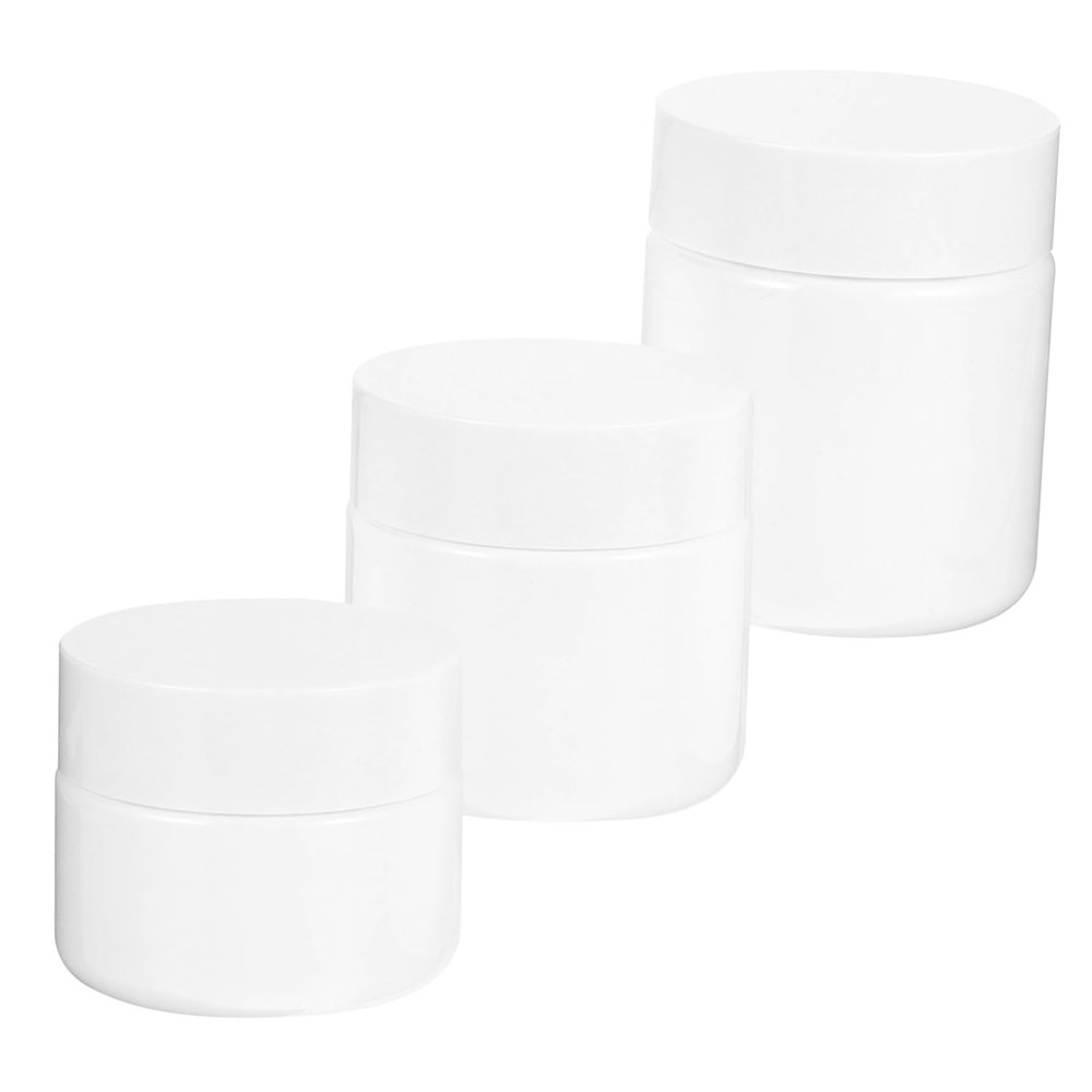 IWOWHERO 3-Piece White Refillable Cream Jars with Lids, ABS Makeup Containers for Cream, Lotion and Balm