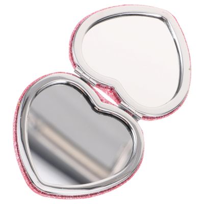 FRCOLOR Heart-Shaped Travel Mirror for Women, Portable PU and Glass Pocket Mirror with High-Resolution Mirror Surface