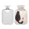 Hot Water Bottle with Cover, Cat Painting, 2 L, Leak-Resistant view 2