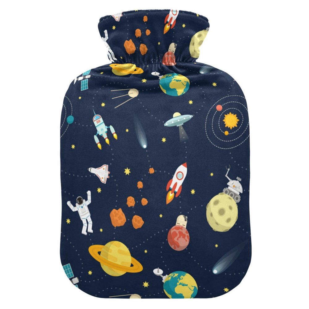 Planet Earth Astronaut Hot Water Bottle with Cover, 1L