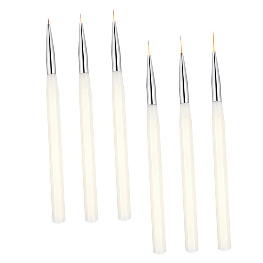 Healeved 6-Piece Aluminum Nail Brushes with Caps, Portable for Fine Lines and Manicures