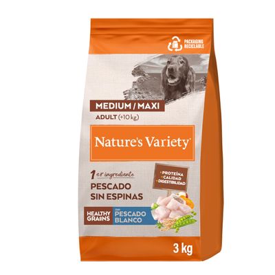 Nature's Variety Healthy Grains Medium & Maxi Adult Dog Food with Boneless White Fish, 3 kg