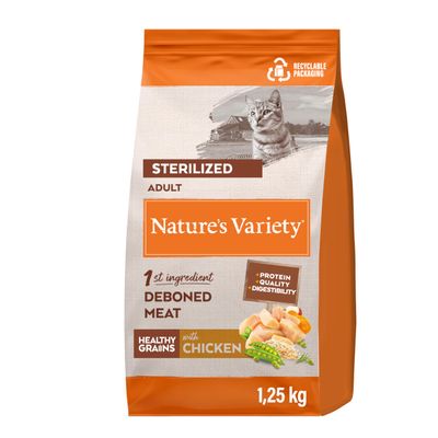 Nature's Variety Healthy Grains Dry Food for Sterilized Cats, Chicken, 1.25 kg