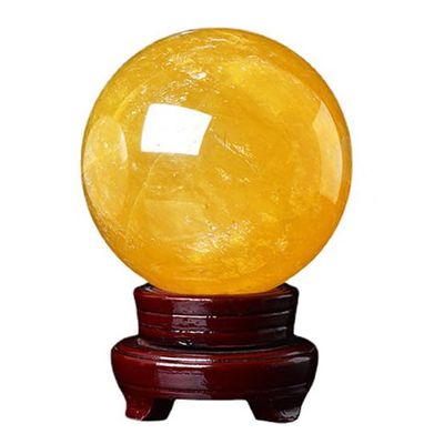 NIBHZ Citrine Quartz Crystal Ball, Natural Quartz Amber Healing Gemstone, Yellow, 25 cm