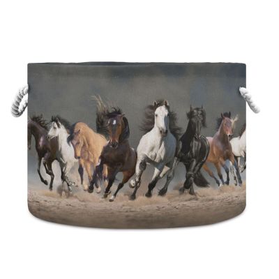 Large Round Horse-Design Storage Basket