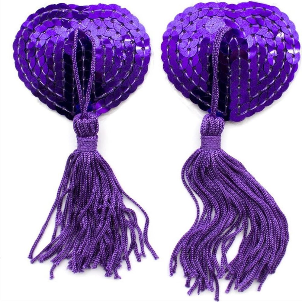 Nipple Tassels, Burlesque, Heart-Shaped, Purple