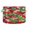 Large Round Storage Basket with Red Apples and Leaves, Foldable Fabric Toy Organizer for Nursery and Bedroom view 1