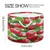 Large Round Storage Basket with Red Apples and Leaves, Foldable Fabric Toy Organizer for Nursery and Bedroom view 2