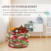 Large Round Storage Basket with Red Apples and Leaves, Foldable Fabric Toy Organizer for Nursery and Bedroom view 4