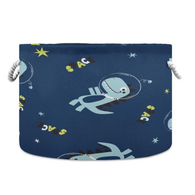 Large Round Dinosaur Storage Basket, Foldable Fabric Toy Organizer