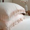 4-Piece Cotton Duvet Cover Set with Flat Sheet and Fringe Trim view 4