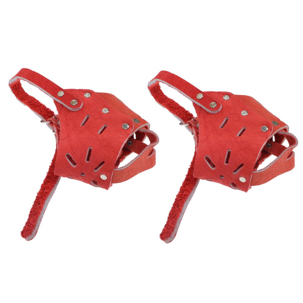 Adjustable Dog Muzzles to Prevent Biting, 2-Pack, Brown Leather