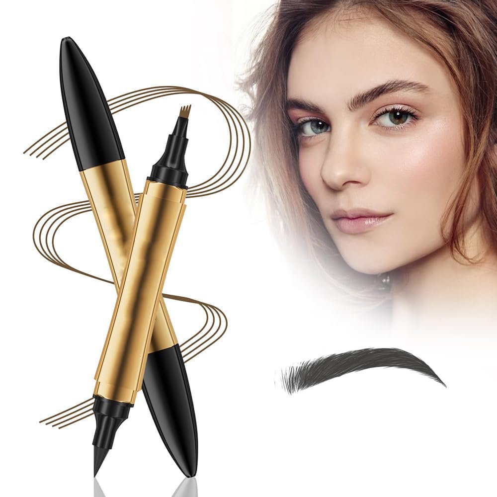 2-in-1 3D Microblading Eyebrow Pencil with 4 Tips, Gray
