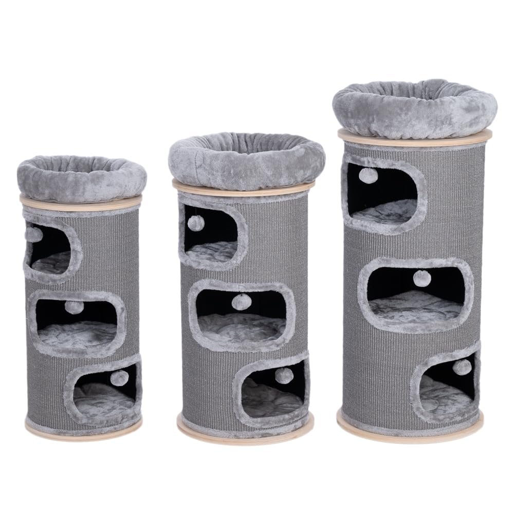 Natural Paradise Primrose Cat Scratching Barrel | Sturdy Sisal Carpet | Light Gray | 88 x 39 cm