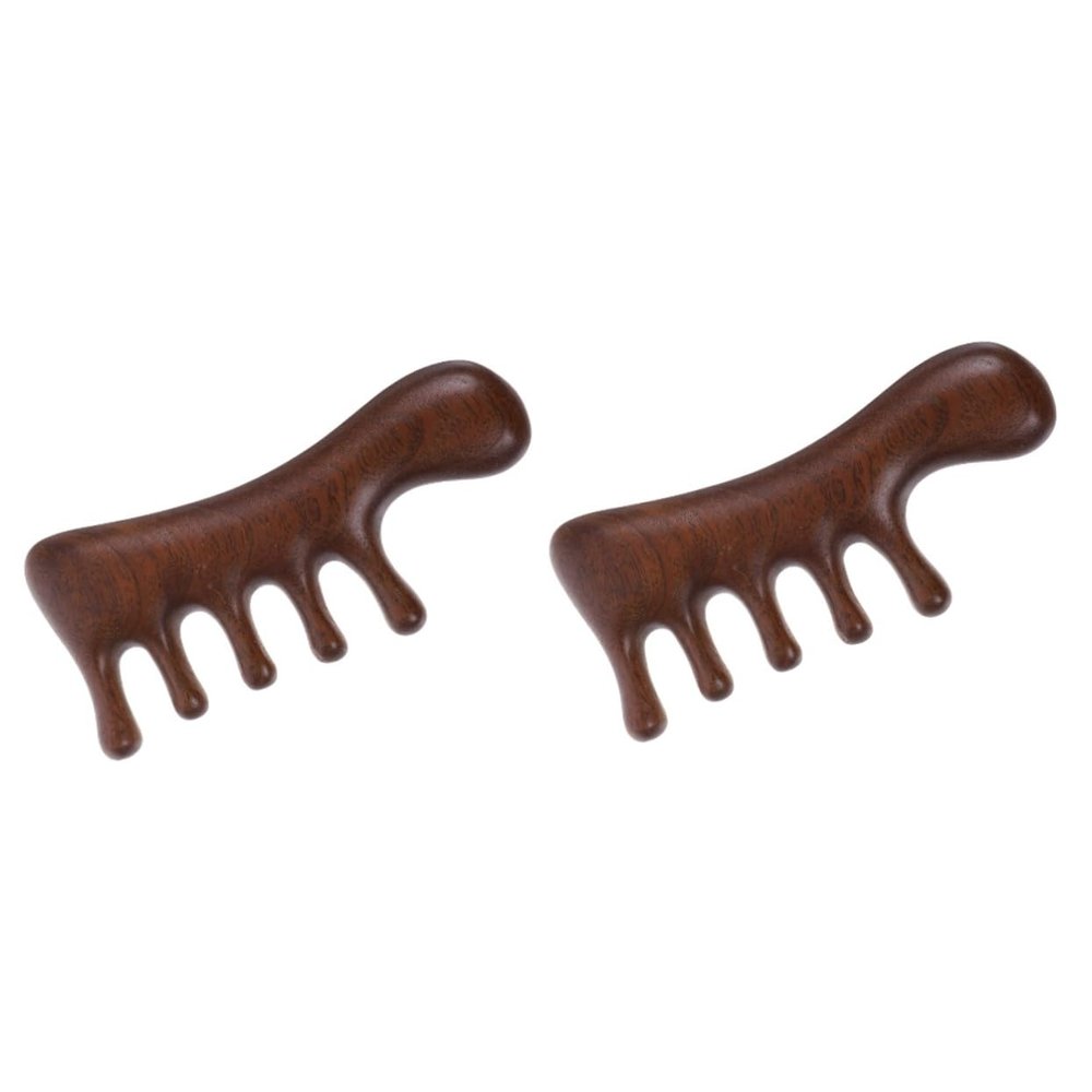 FRCOLOR 2-Piece Natural Sandalwood Wide-Tooth Anti-Static Massage Comb