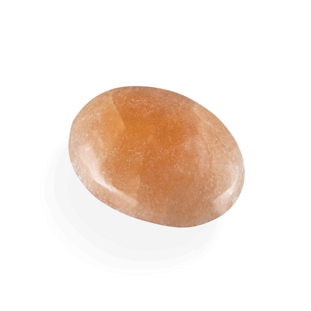 NKlaus Peach Selenite Palm Stone 5.8 x 4.7 x 2.4 cm for Meditation, 1 pc.